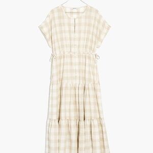 Madewell Button-Front Tiered Midi Dress: Gingham Edition (NWOT)